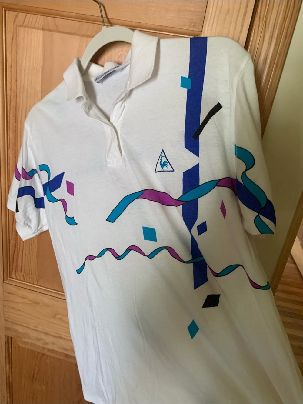 ☁️ Vintage Abstract Le Coq Sportif Polo ☁️ - Picture 2 of 7